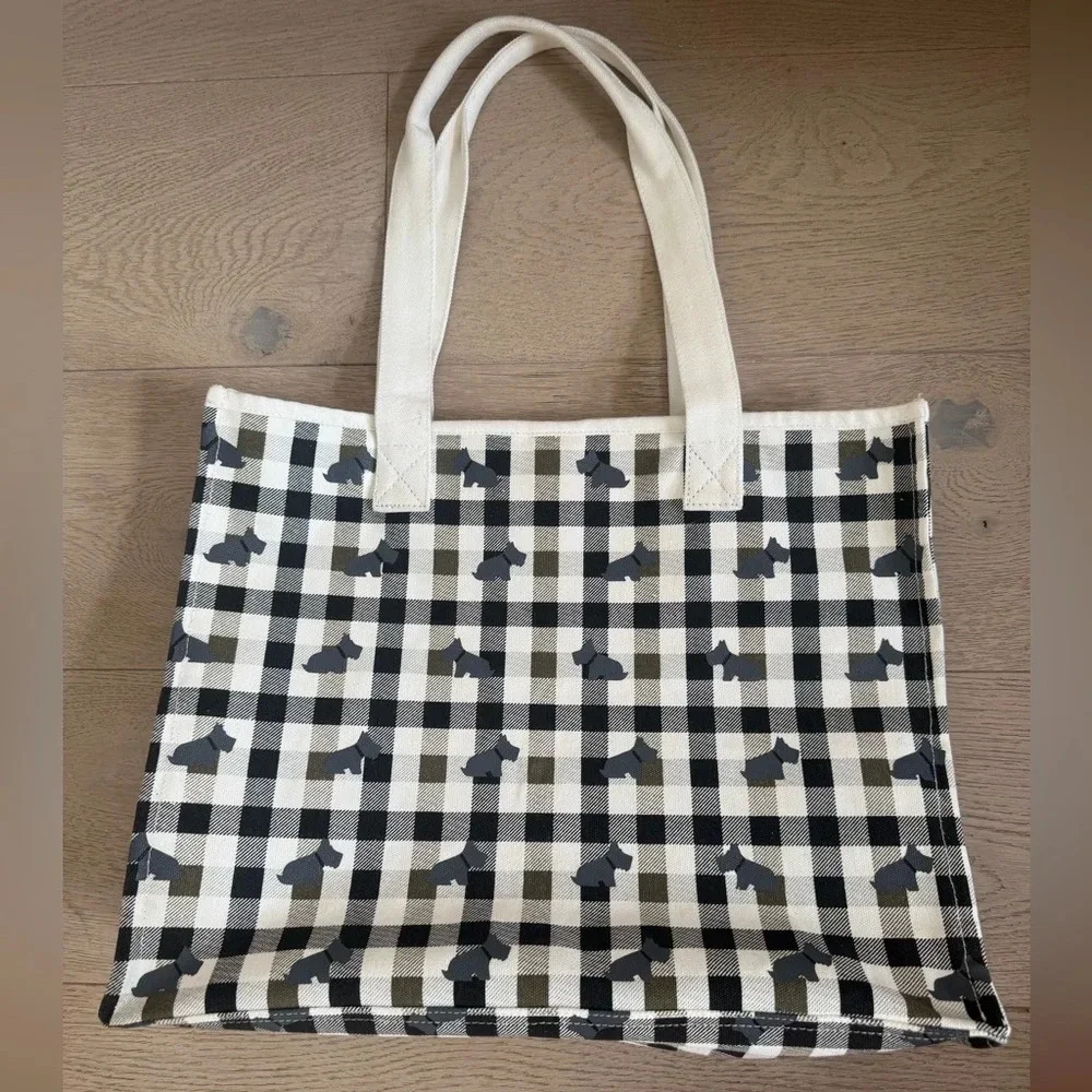 Radley London Canvas Tote Bag Medium Westie Dog Plaid